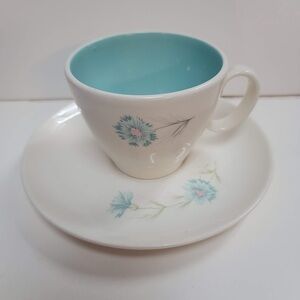 Taylor Smith Ever Yours Aqua Blue Cornflower floral boutonniere 5 SET CUP SAUCER
